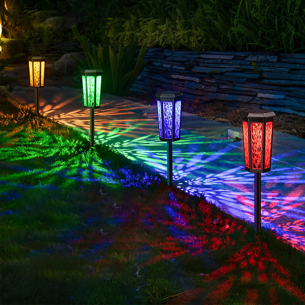 Solar Stake Light Patterned Shadow Pathway Landscape Light