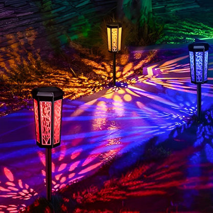 Solar Stake Light Patterned Shadow Pathway Landscape Light