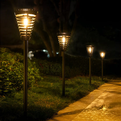 Solar Torch Light Open Multi-ring Conical LED Pathway Light