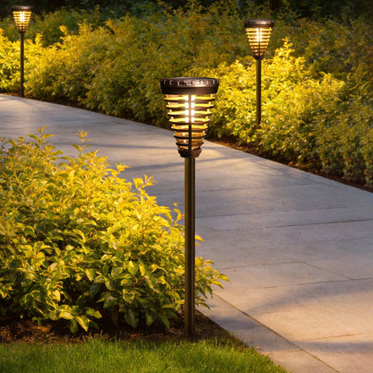 Solar Torch Light Open Multi-ring Conical LED Pathway Light