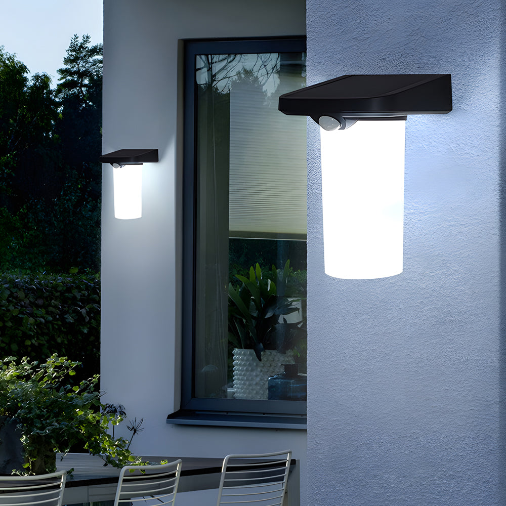 Solar Wall Lamp with Motion Sensor Modern LED Black Outdoor Light