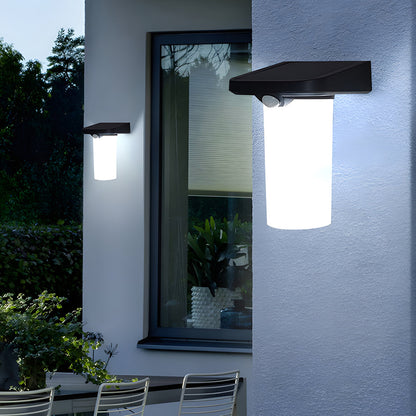 Solar Wall Lamp with Motion Sensor Modern LED Black Outdoor Light