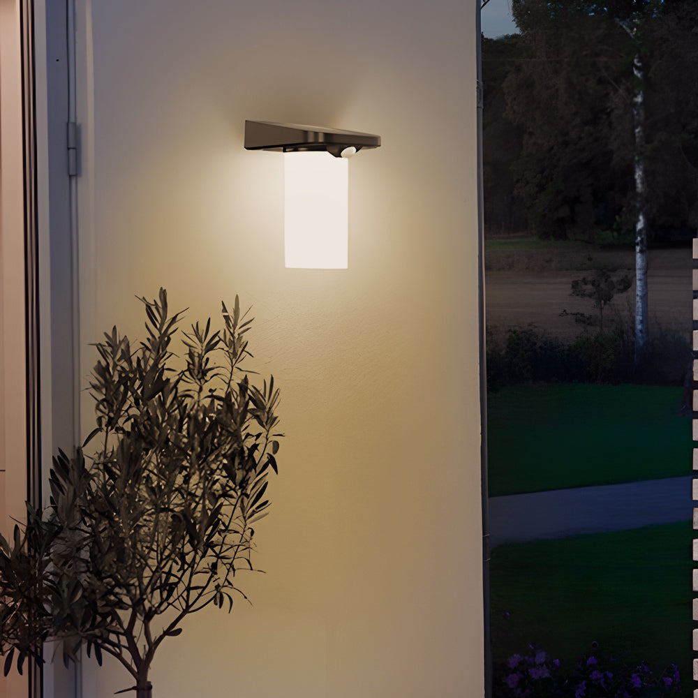 Solar Wall Lamp with Motion Sensor Modern LED Black Outdoor Light