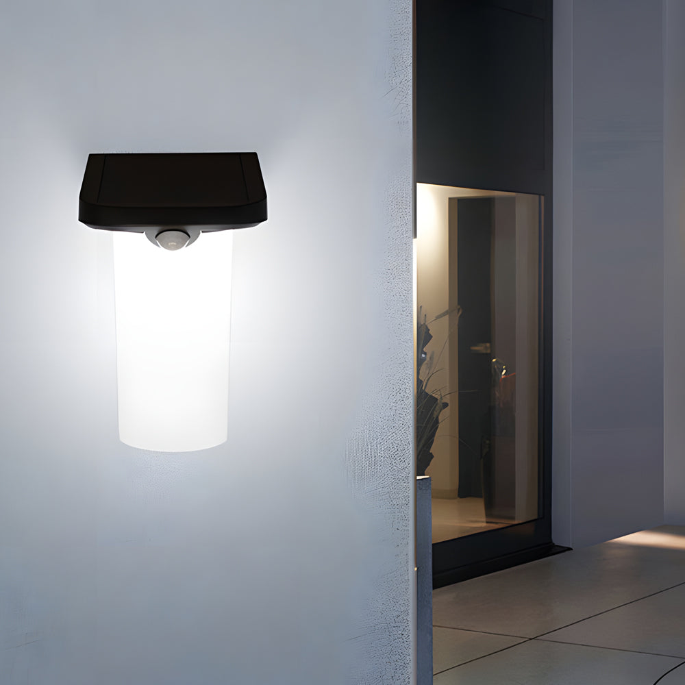 Solar Wall Lamp with Motion Sensor Modern LED Black Outdoor Light