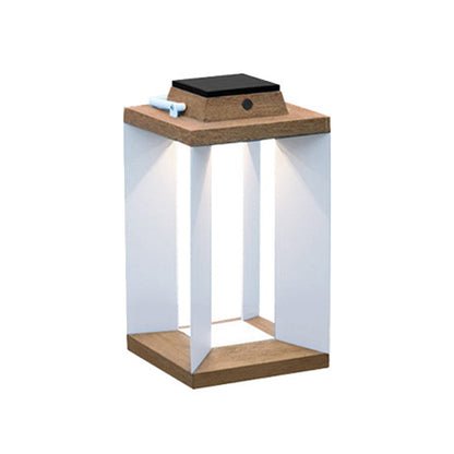 Solar Wooden White Outdoor Lantern Modern Outdoor Multi-Purpose Lights