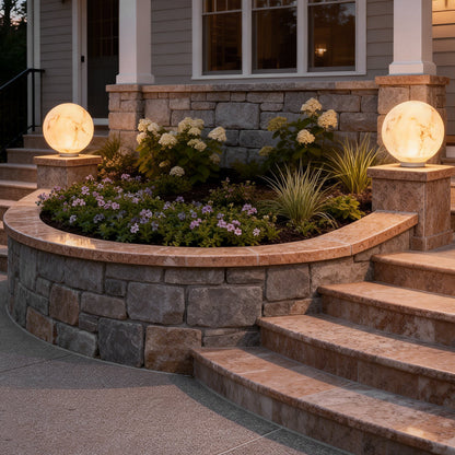 Outdoor Pillar Lights Faux Waterproof Moon Globe Light