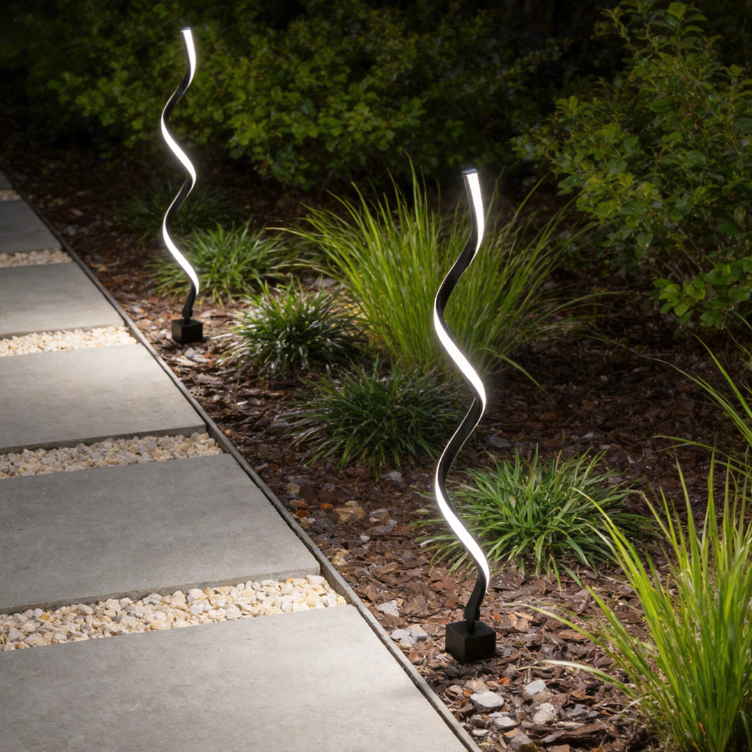 Spiral LED Path Light Modern Black Waterproof Lawn Light
