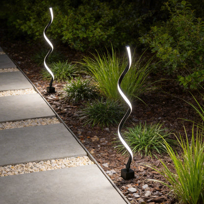 Spiral LED Path Light Modern Black Waterproof Lawn Light