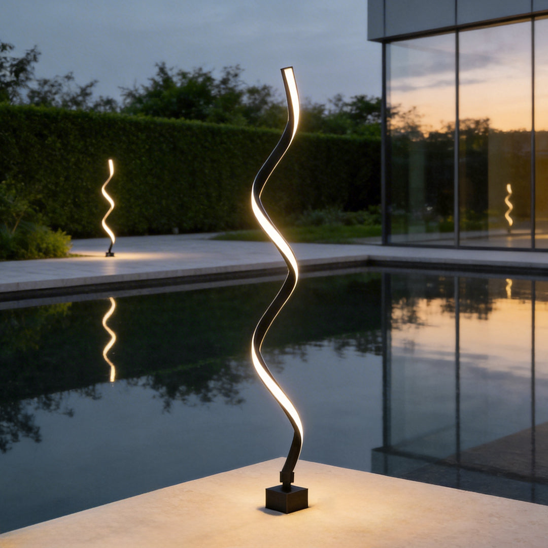 Spiral LED Path Light Modern Black Waterproof Lawn Light