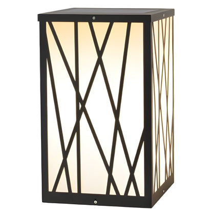 20W Square Solar LED Bollard Lights with Linear Pattern Lampshade