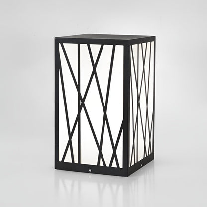 20W Square Solar LED Bollard Lights with Linear Pattern Lampshade