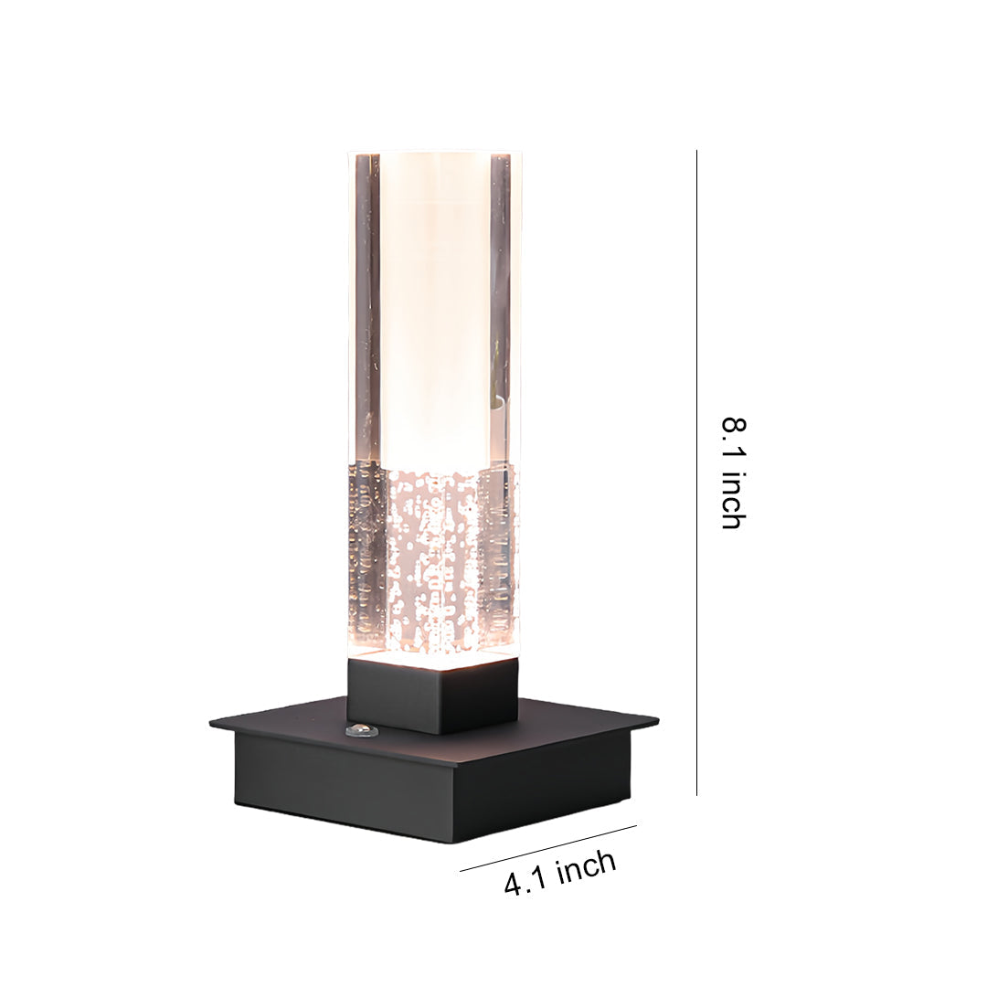 Cordless Square Table Lamp with Bubble Modern Design, Dimmable LED Nightstand Light