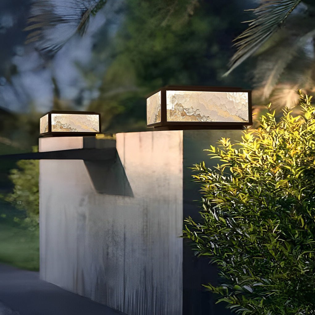 Square Outdoor Pillar Lights Modern LED – Solar & Hardwired Waterproof Fence Post Light for Garden