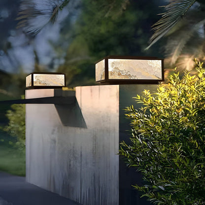 Square Outdoor Pillar Lights Modern LED – Solar & Hardwired Waterproof Fence Post Light for Garden