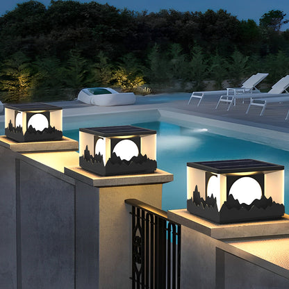 Square Outdoor Pillar Lights Modern Mountain Design LED Light