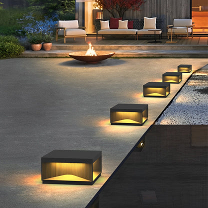Square Outdoor Pillar Lights Stripe Decorative LED Light