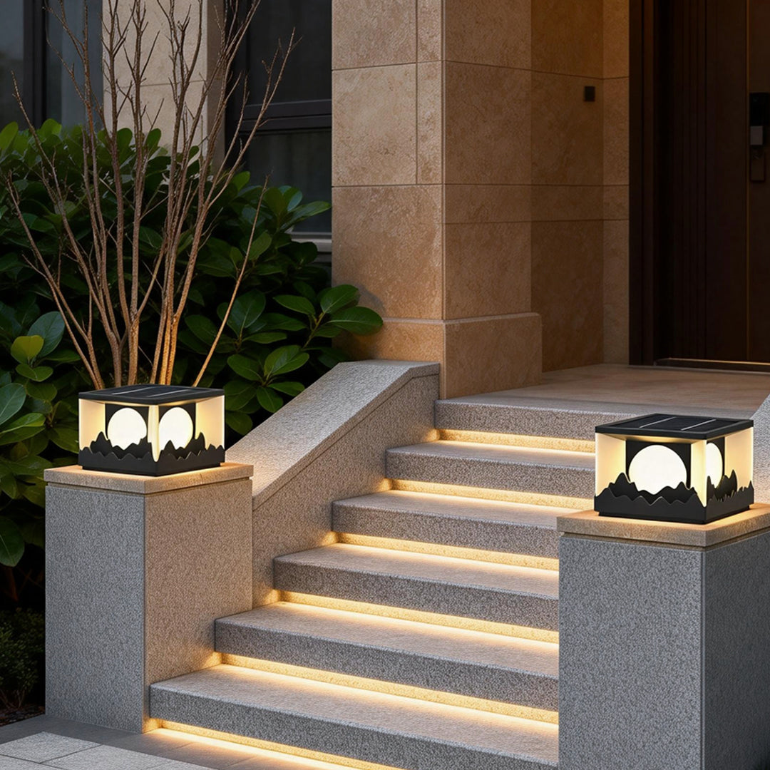 Square Outdoor Pillar Lights Modern Mountain Design LED Light