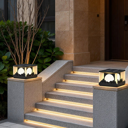 Square Outdoor Pillar Lights Modern Mountain Design LED Light