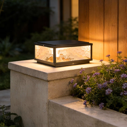 Square Outdoor Pillar Lights Modern LED – Solar & Hardwired Waterproof Fence Post Light for Garden