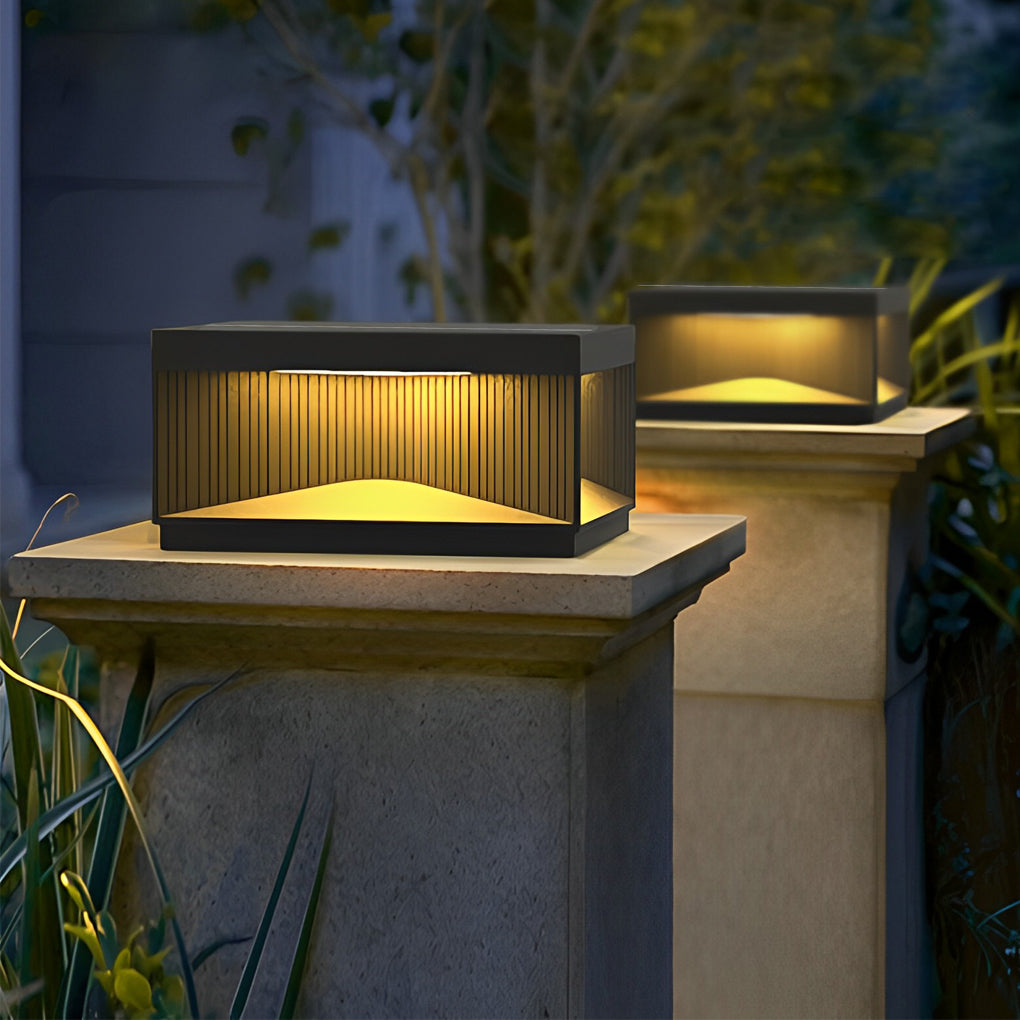 Square Outdoor Pillar Lights Stripe Decorative LED Light