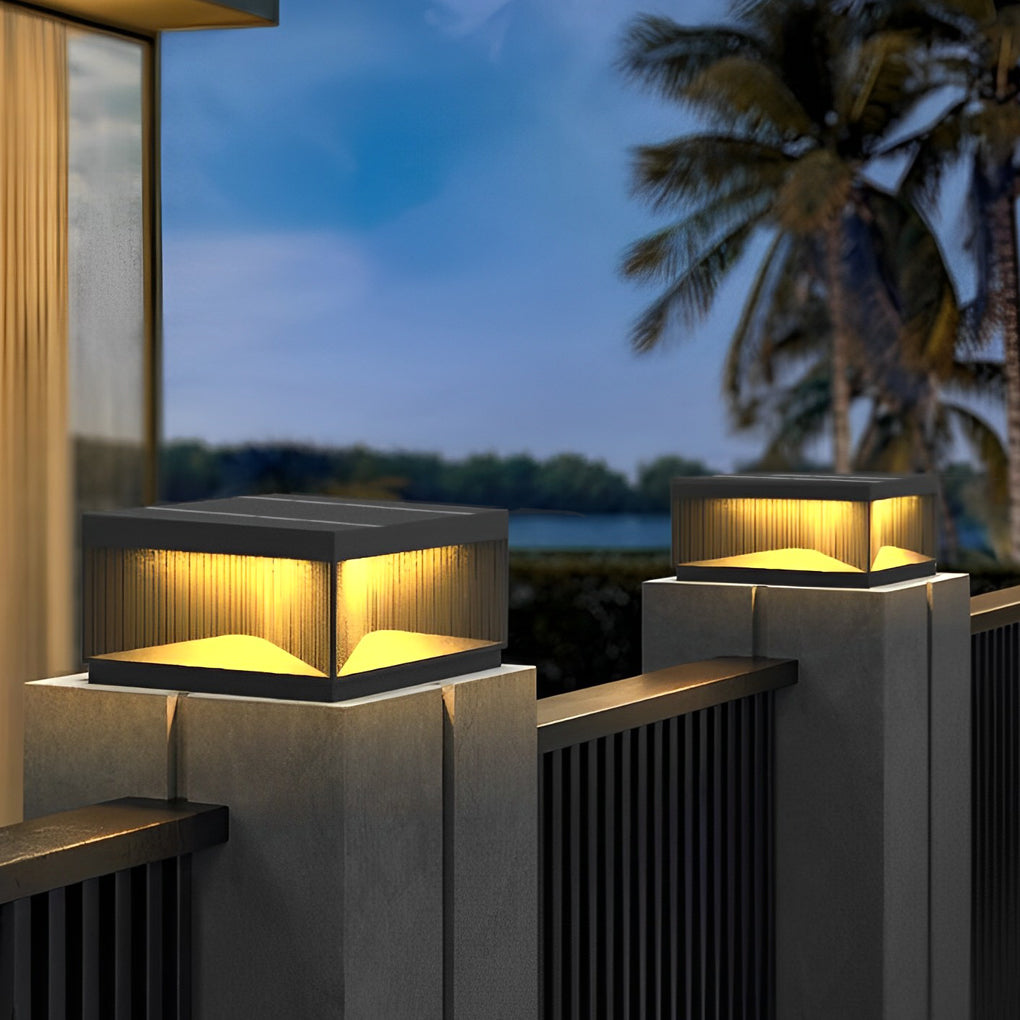 Square Outdoor Pillar Lights Stripe Decorative LED Light
