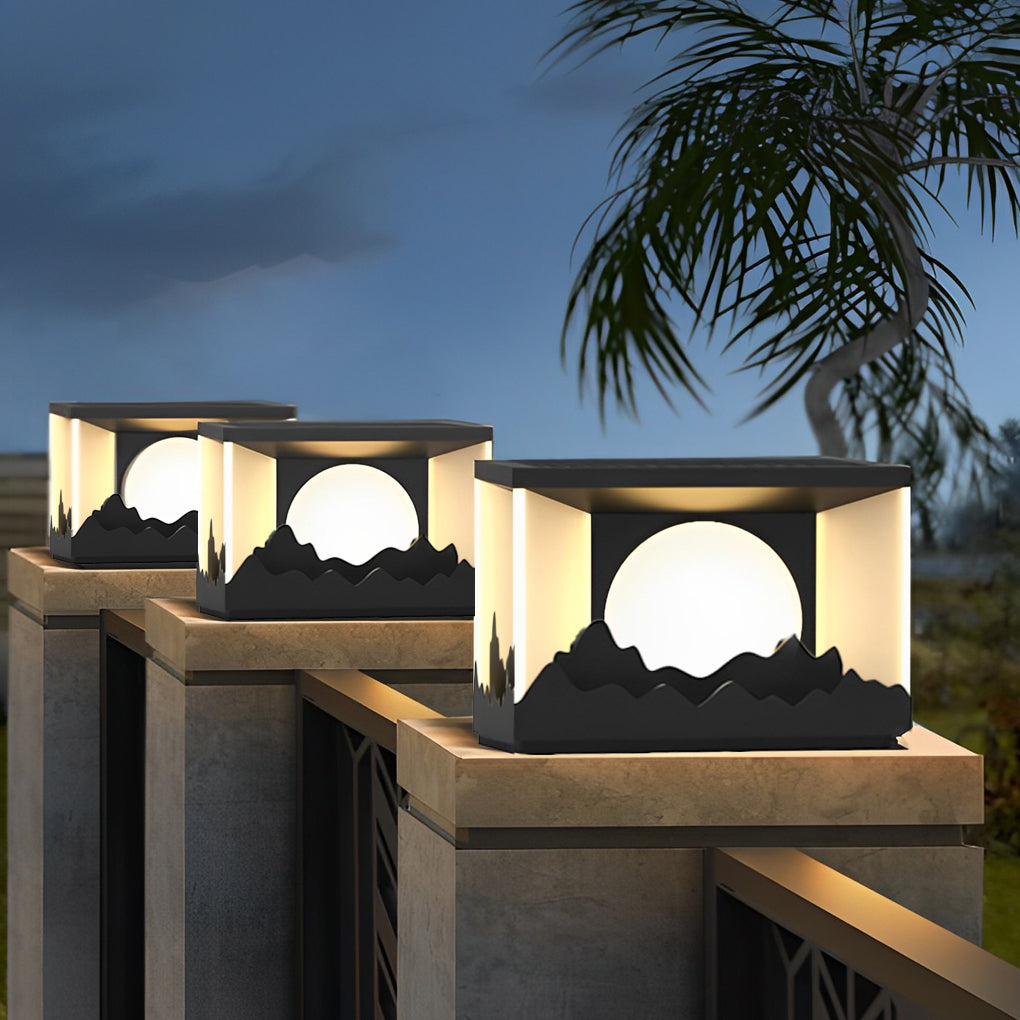 Square Outdoor Pillar Lights Modern Mountain Design LED Light