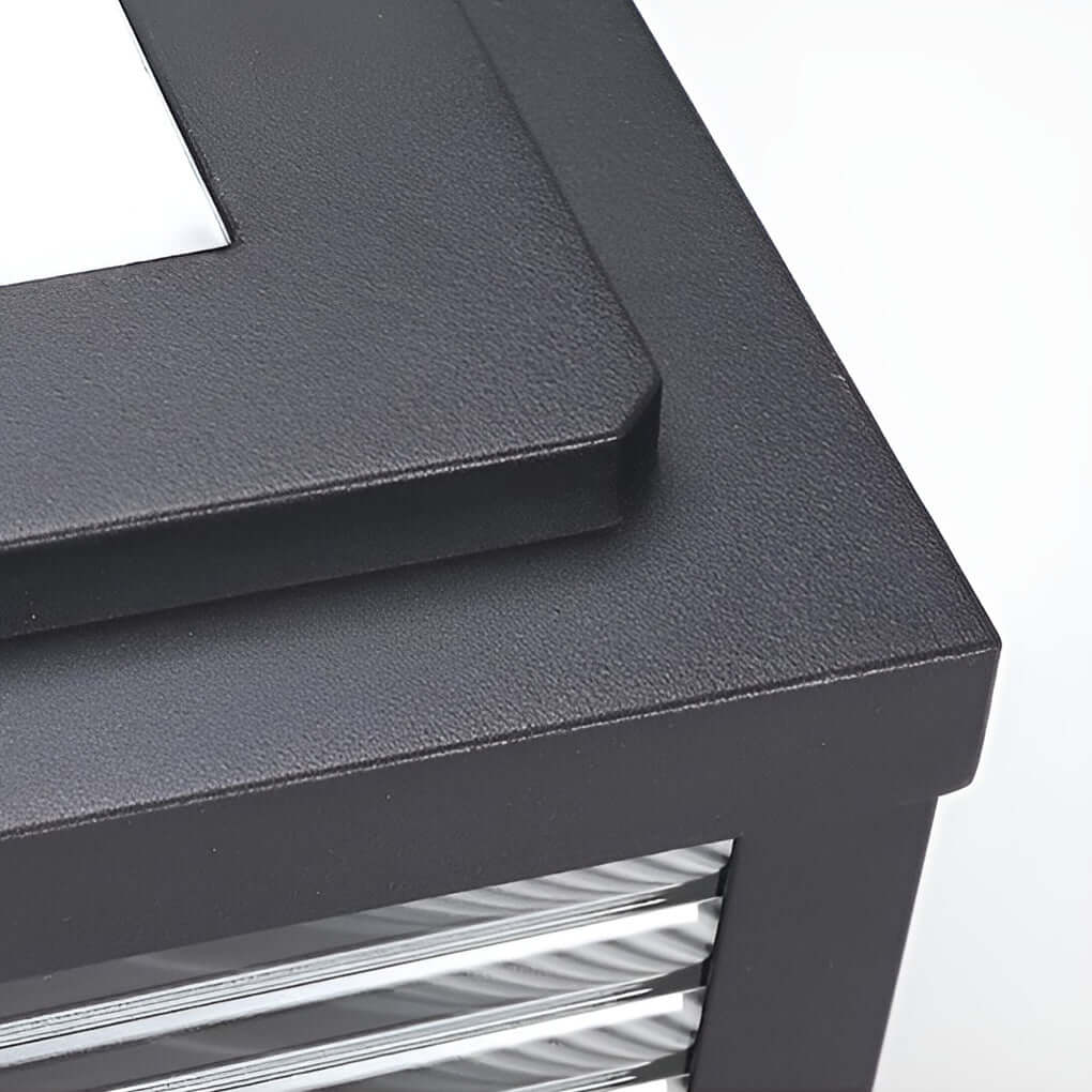 Square Pillar Light with Ribbed Glass – Solar & Hardwired Outdoor LED Landscape Post Cap Light