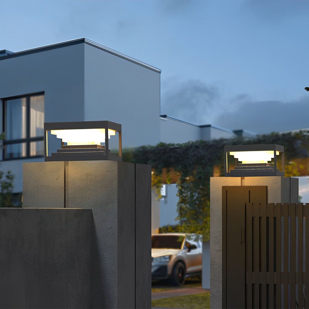 Square Pillar Lights Creative Waterproof Black Modern Light