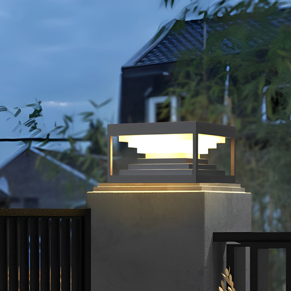 Square Pillar Lights Creative Waterproof Black Modern Light