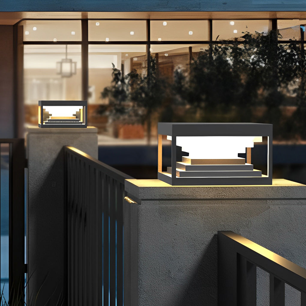 Square Pillar Lights Creative Waterproof Black Modern Light