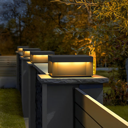 Square Solar Deck Lights Industrial Black LED Outdoor Landscape Light