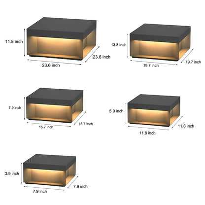 Square Solar Deck Lights Industrial Black LED Outdoor Landscape Light