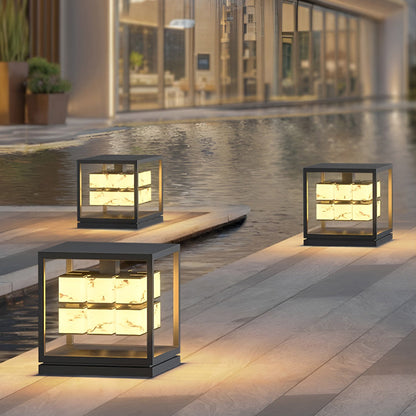 Brick Pillar Solar Lights Square Waterproof Metal Light