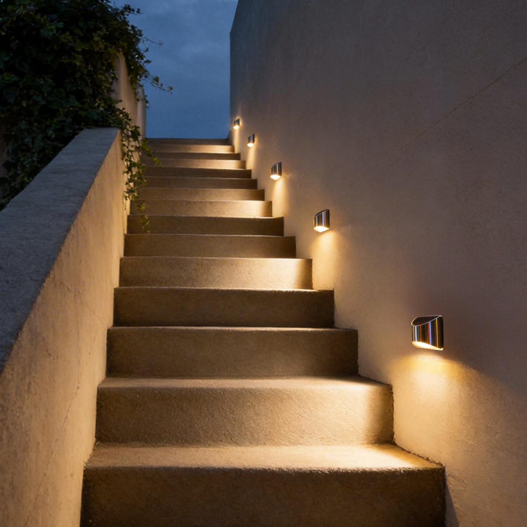 Stainless Steel Wall Lamp Waterproof Silver Solar Light