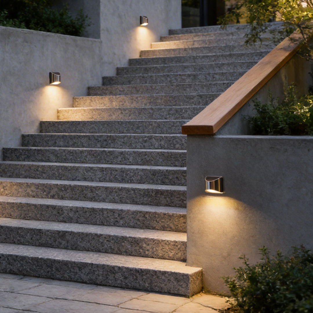 Stainless Steel Wall Lamp Waterproof Silver Solar Light