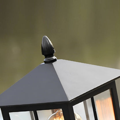 Stone Light Pillar Traditional Black Waterproof LED – Solar & Hardwired Lantern Post Cap Light