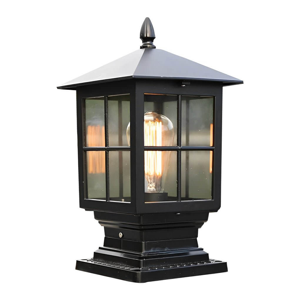 Stone Light Pillar Traditional Black Waterproof LED – Solar & Hardwired Lantern Post Cap Light