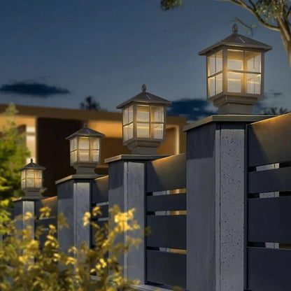 Stone Light Pillar Traditional Black Waterproof LED – Solar & Hardwired Lantern Post Cap Light