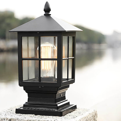 Stone Light Pillar Traditional Black Waterproof LED – Solar & Hardwired Lantern Post Cap Light