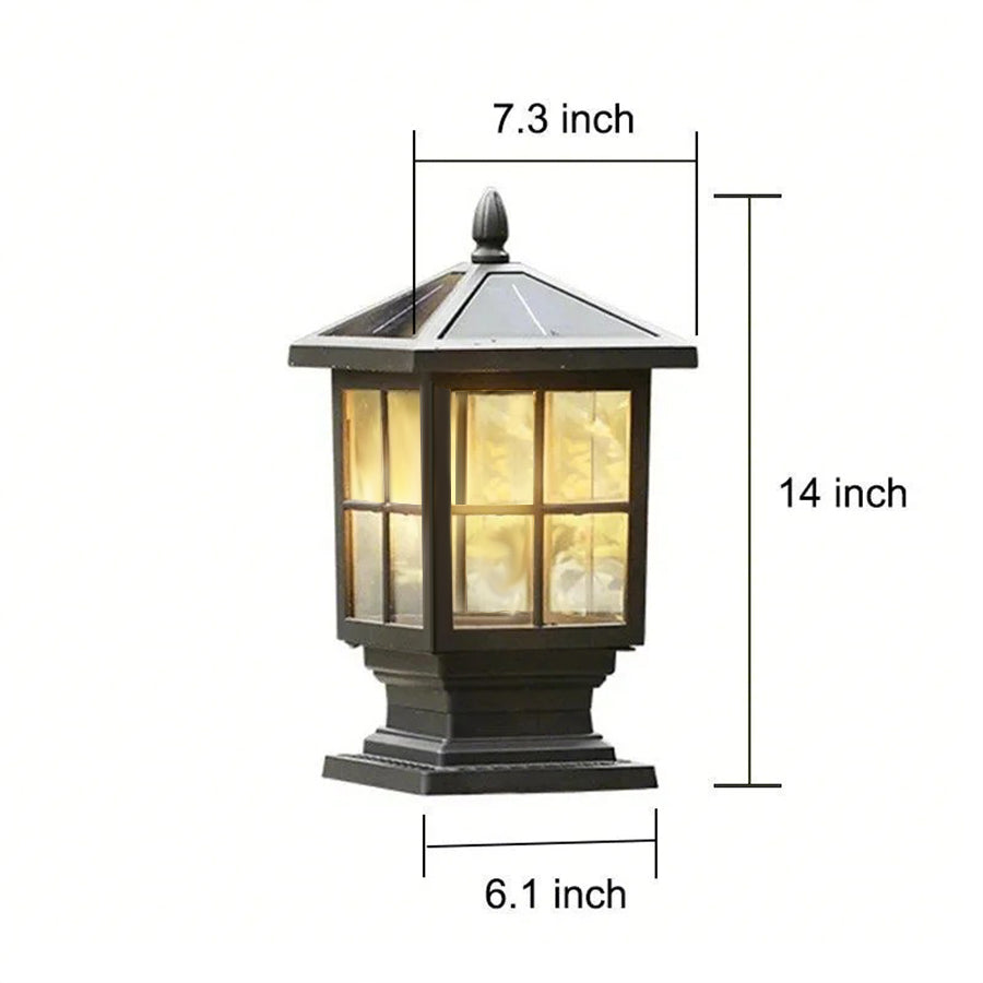 Stone Light Pillar Traditional Black Waterproof LED – Solar & Hardwired Lantern Post Cap Light