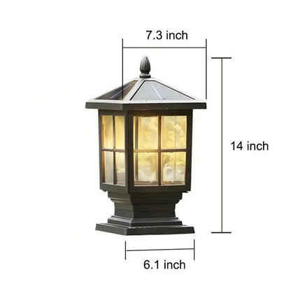 Stone Light Pillar Traditional Black Waterproof LED – Solar & Hardwired Lantern Post Cap Light
