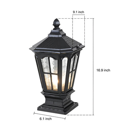 Stone Pillar Light Fixture Retro Pavilion-Style LED Light