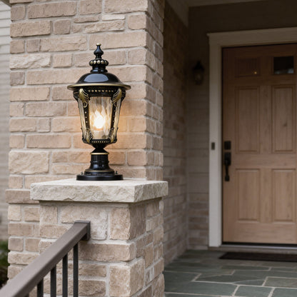 Stone Pillar Lights Retro Solar Waterproof Aluminum Post Cap Lamp