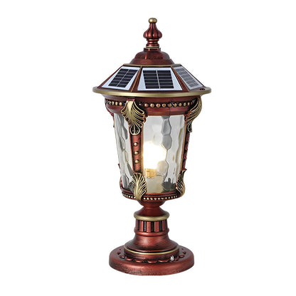 Stone Pillar Lights Retro Solar Waterproof Aluminum Post Cap Lamp