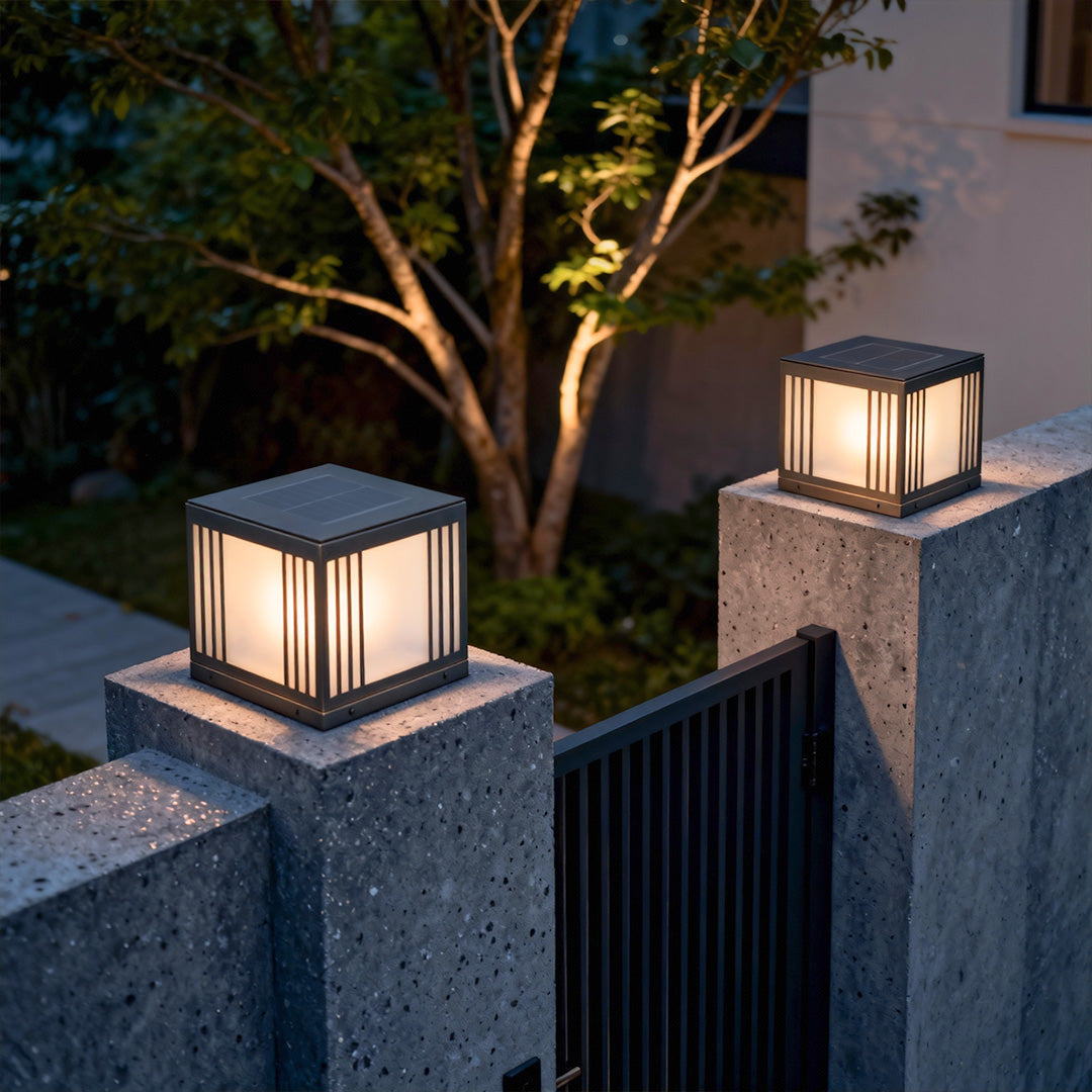 Gate Pillar Solar Light Outdoor Copper Square Rust-Proof Light