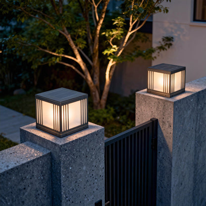 Gate Pillar Solar Light Outdoor Copper Square Rust-Proof Light