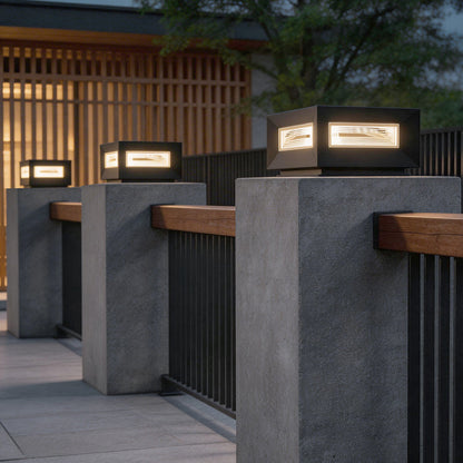 Square Pillar Lights Modern Creative Cube LED Solar Fence Post Light