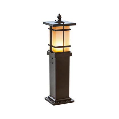 Garden Bollard Lighting Vintage Pavilion Style Black Outdoor Light