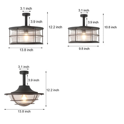 Balcony Coastal Semi Flush Mount Ceiling Light Wrought Iron Ceiling Lighting