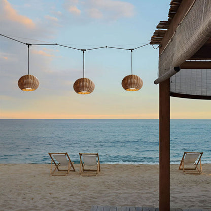 Rattan Outdoor Pendant Light Modern Waterproof Lights